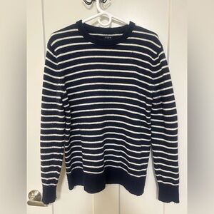 J. Crew Navy and White Striped Crewneck Sweater